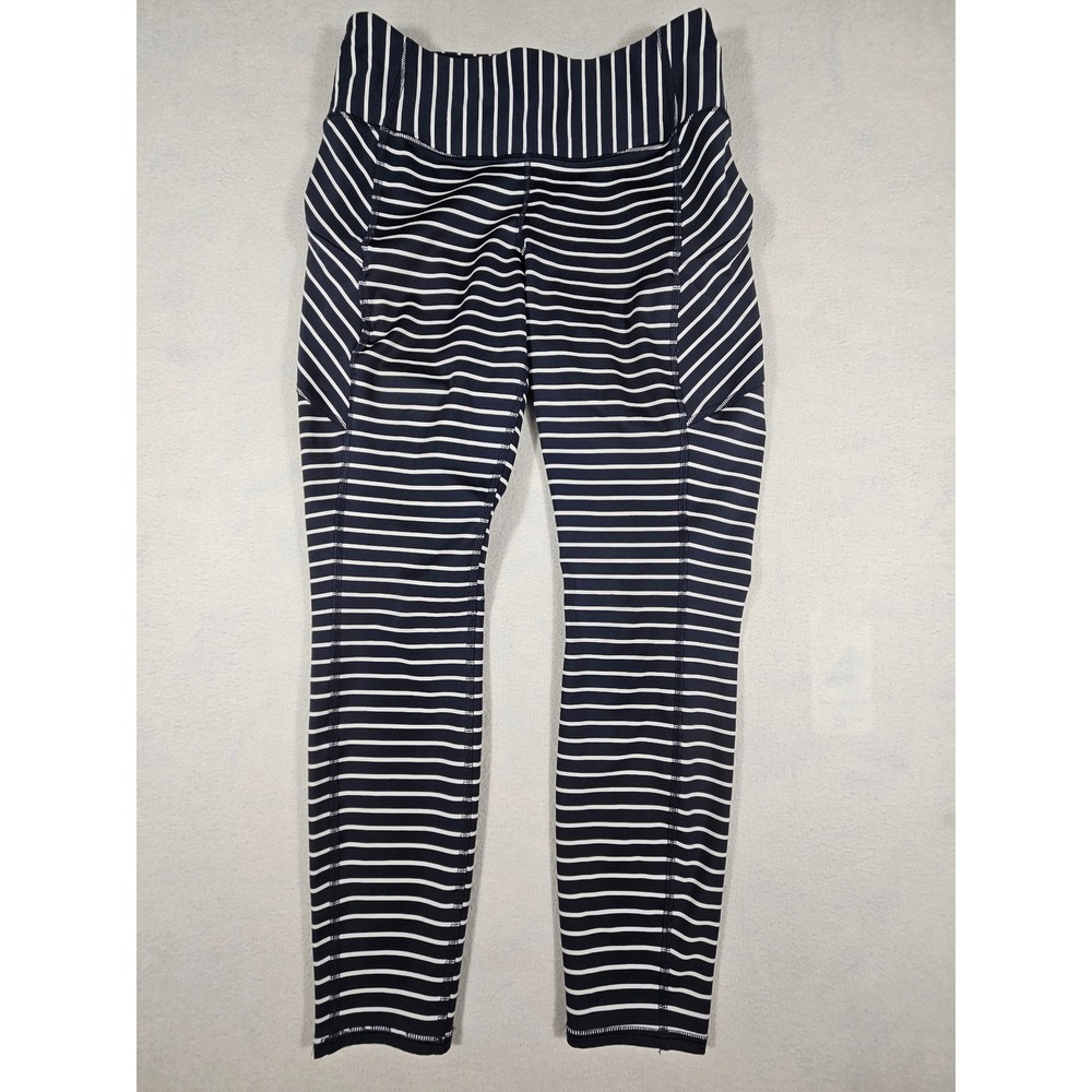 Athleta Stripe Contender 7/8 Tight in PowerLift Navy White‎ Striped Small 211056